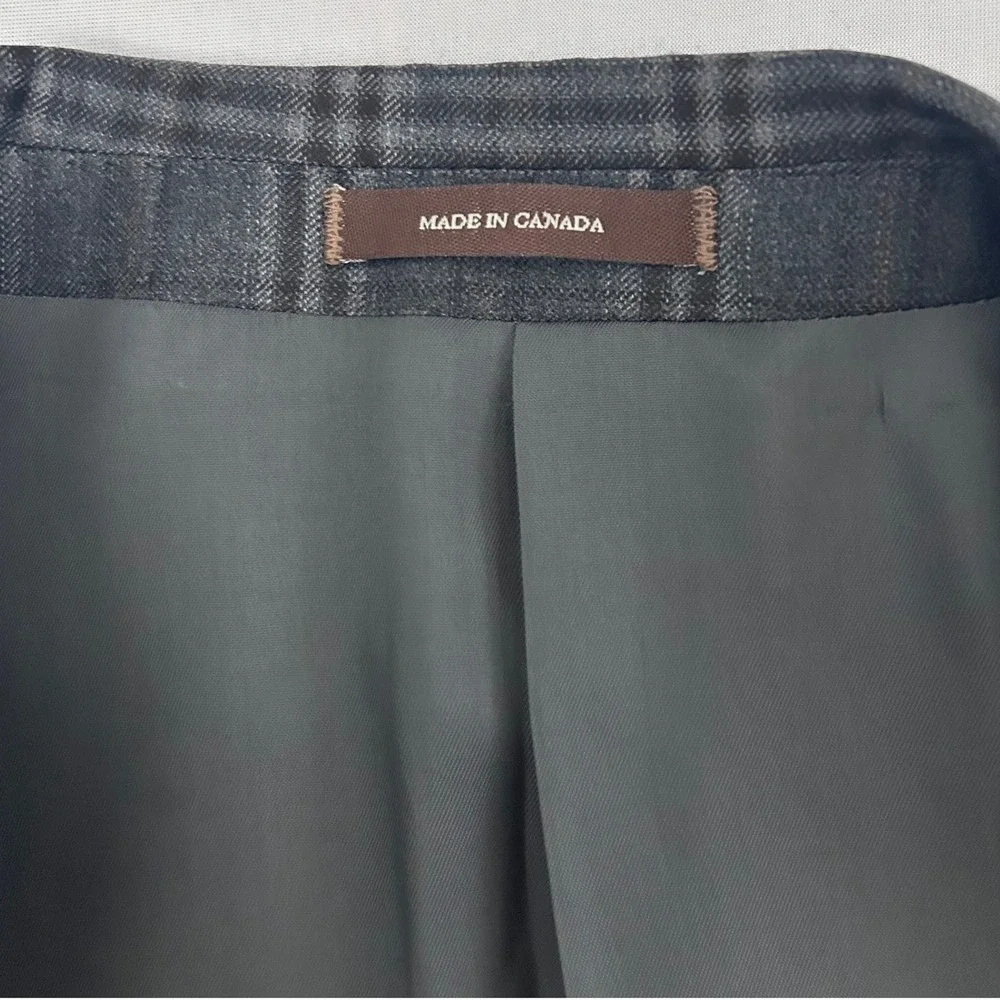 Peter Millar Flynn Sport Coat Men 44R Gray Plaid 100% Wool Jacket Made in Canada